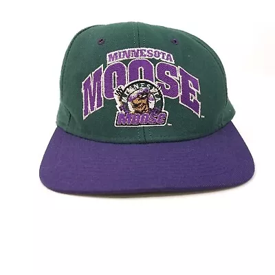 Minnesota Moose Ice Hockey Snapback Trucker Hat Cap Adj. Nutmeg Mills VTG USA • $99.99