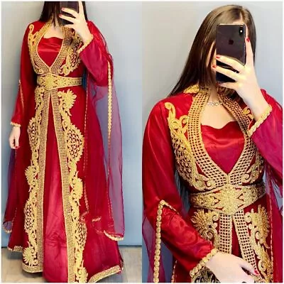 SALE New Moroccan Dubai Kaftans Farasha Abaya Dress Very Fancy Long Gown Rozy • $93.93