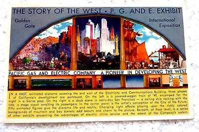 Vintage Postcard Pg&e Golden Gate Exposition Pacific Gas & Electricity 1939 / 40 • $24.99
