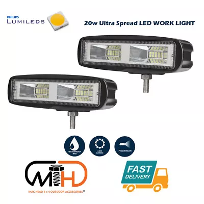 Pair 6inch 20w LED Work Driving Light Bar Ultra Flood Beam Lamp Reverse Offroad • $29.95