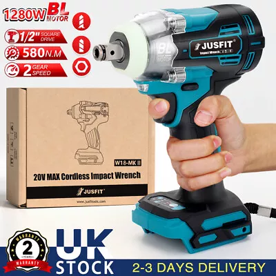 1280W Cordless Brushless Impact Wrench Driver Drill Power Tool 1/2  580NM Kit UK • £18.89