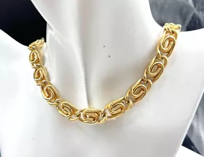 Vtg SARAH COVENTRY Thick Gold Tone Chain Choker Necklace SIGNED 16 1/2  H01 • $0.99