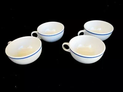Mayer China Beaver Falls PA Set Of 4 Coffee Cups White/Blue Band Restaurant Ware • $12.15