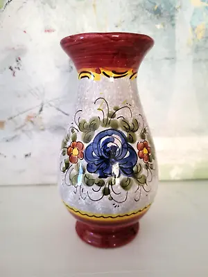 Vintage Italian Pottery Floral Vase Deruta MCM Handpainted • $14.99
