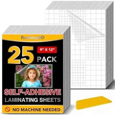 25 Pack Self Adhesive Laminating Sheets 9 X 12 In Clear Sticker Laminate Sheets • $9.99