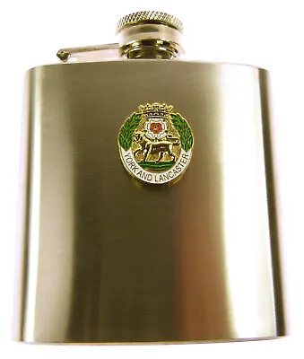 York And Lancaster Regiment Veterans Hip Flask With Gold Plated Badge • £11.99
