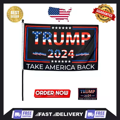Double Sided Trump 2024 Flag Take America Back 3x5 Foot Indoor Outdoor Banner • $8.99