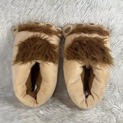 Plush Tan Monster Feet Slippers By George • $12.79