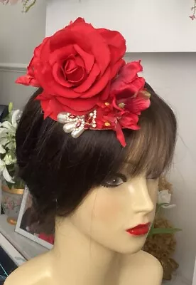 Red Fascinator Wedding Ascot Occasion New • £17.99