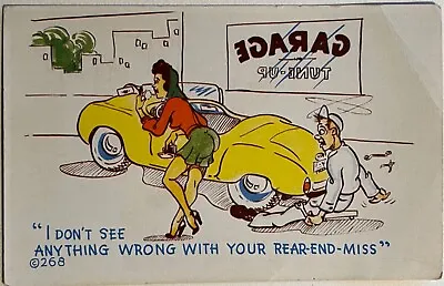 Auto Mechanic Sexy Lady Old Car Repair Comic Humor Vintage Postcard C1950 • $9.98