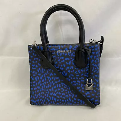 Auth Michael Kors 2Way Handbag Leopard Blue Black 30F7SM9M2Y Japan 230905 • $38.39