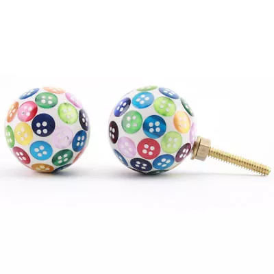 Multi Coloured Shabby Chic Cabinet Door Knob Handles | Button Resin Knobs • £4.50