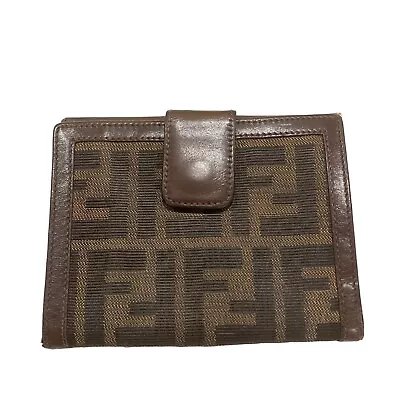 Vintage Women's FF Zucca Fendi Brown Canvas & Leather Wallet • $185