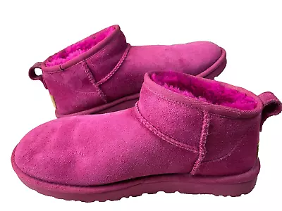 UGG Classic Ultra Mini Boots HOT Pink Size 8 Water Resistant Sheepskin Women • $65