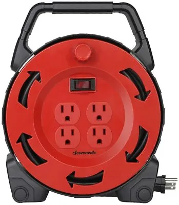 DEWENWILS 30FT Extension Cord Reel Hand Wind Retractable 16/3 AWG SJTW 4 Outlets • $32.29