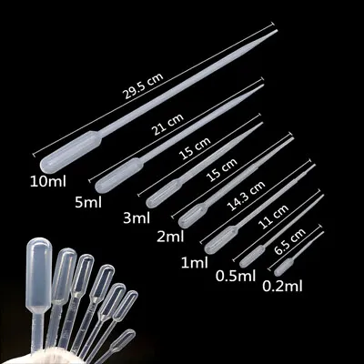 Transfer Pipettes Plastic Transparent Pipettes Disposable  Eye Dropper 0.2-10ml • $17.77