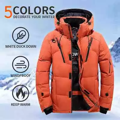 Down Jacket Men White Duck Winter Coat Windproof Warm Travel Camping Overcoat • $105.80