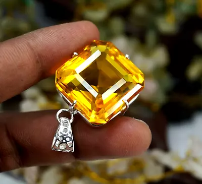 Radiant Cut Natural Yellow Color Citrine 94 Ct Pendant Brazilian Loose Gemstone • $29.99