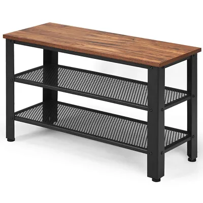 3-Layer Shoe Rack Industrial Shoe Bench Storage Organization With Seat Entryway • $69