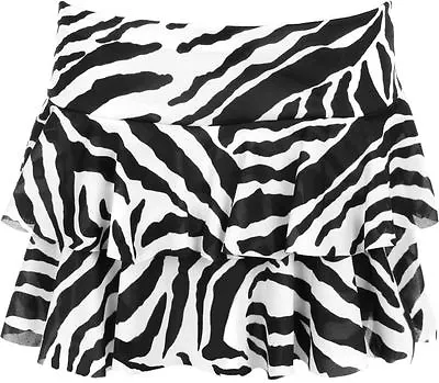 Women's Ladies Zebra Print Neon Frill Mini Short Rara Skirt Dance Ware Size 8-14 • $16.84