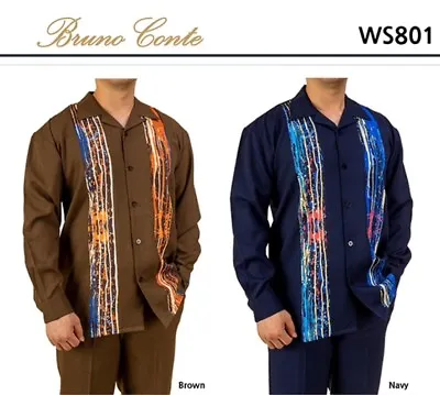 Bruno Conte 2 Pc Walking Set Long Sleeves Leisure Suit With Cuffed Bottoms Ws801 • $89.99