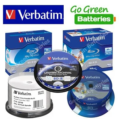 £40.99 • Buy Blu-Ray Discs BD-R Blank Recordable Verbatim 25GB 50GB DL 5/10/25/50 Dual Layer