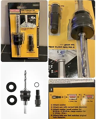 CRAFTSMAN Hole Enlarger Kit (9/16” - 3”) Mandrel & Adapter - Wood Drill Driver • $23.95