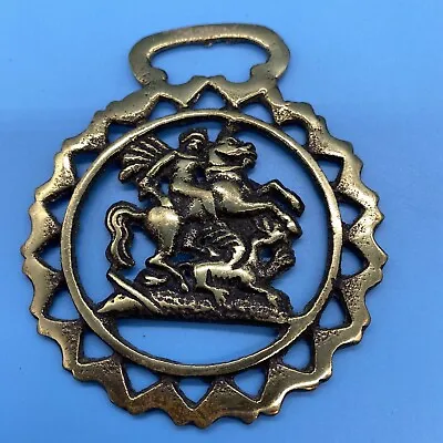 Brass Horse Saddle Harness Medallion/Ornament/St. George/3.25  W X 4  T/VTG • $19.49