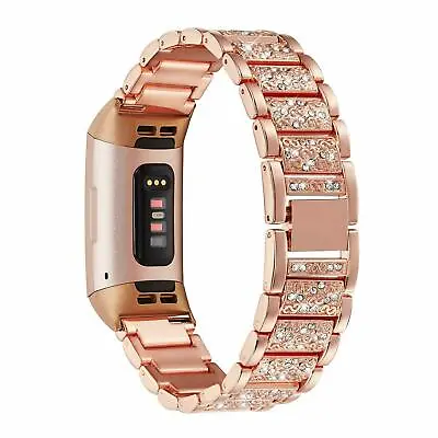 $16.99 • Buy Diamond For Fitbit Charge 2 3 4 Band Metal Strap Stainless Steel Female Bracelet