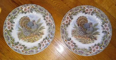 Queens Myott Factory Churchill Thanksgiving Turkey Pattern 10  Dinner Plates (2) • $49