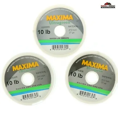 (3) Maxima Ultragreen Leader Material 10lb 27yds ~ New • $14.34