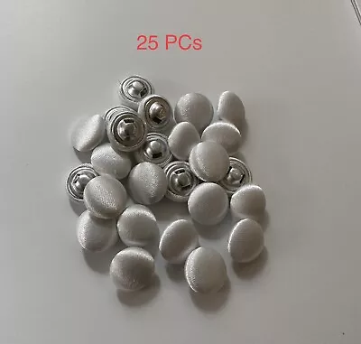 25Ivory Fabric Covered Dome Satin Buttons 11mm Bridle Dress Buttons Metal Back • £6.65