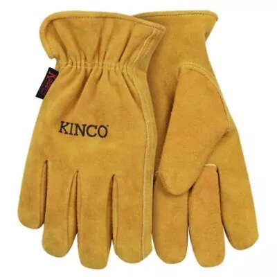Kinco 50-KM Kids Golden Full Suede Cowhide Easy-On Cuff Gloves Medium • $10.51