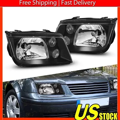 Black Housing Crystal Clear Lens Headlight Fog Lamp For 99-05 VW Jetta/Bora MK4 • $82.64