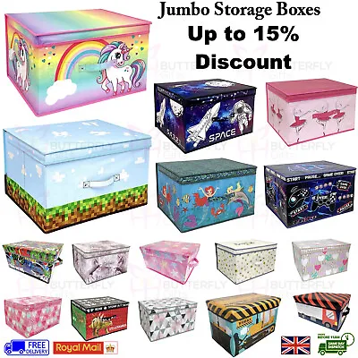LARGE JUMBO Or SMALL COLLAPSIBLE KIDS TOYS STORAGE BOX CHEST ROOM CLOTHES TIDY • £12.95