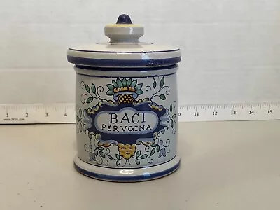 Vintage BACI Perugina Candy Jar  With Lid & Hand-Painted Rustic Italian Ceramic  • $11