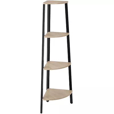 Corner Shelf Unit With 4 Tiers | Bookshelf Ladder Shelves Caddy Wall Furniture • £40.99