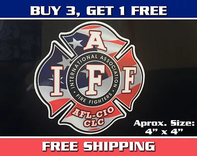 IAFF Sticker AFL-CIO American Flag 4   - New Style Patriotic Fire Fighter Cross • $2.99