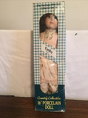 Porcelain Doll Emily 16 Inch Country Collection New In Box Heritage Mint Ltd • $18