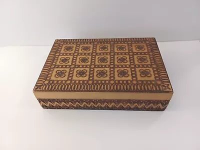 Pyrography Hinged Wood Box • $30.40