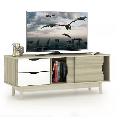 TV Stand For TV Up To 60  Media Console Table Storage With Doors Oak • $98