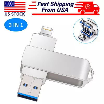 2TB USB 3.0 Flash Drive Memory Photo Stick For IPhone Android IPad Micro 3-IN-1 • $20.99