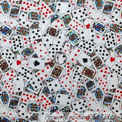 $10 • Buy BonEful Fabric FQ Cotton Quilt Mini Sm Casino Card Game Red Heart B&W King Queen
