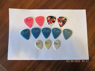 Assorted Lot Of 12 Vintage Fender Guitar Picks - Various Gauges #1159 • $9.99