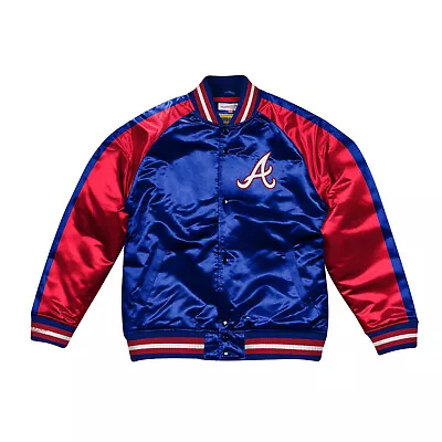 Men's Atlanta Braves Mitchell & Ness MLB Color Blocked Satin Jacket $110 • $63