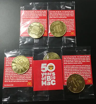 $35 • Buy McDonalds Big Mac 50TH Anniversary Coin Set Of 5 Complete Set Factory Sealed