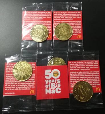 $35 • Buy McDonalds Big Mac 50TH Anniversary Coin Set Of 5 Complete Set Factory Sealed