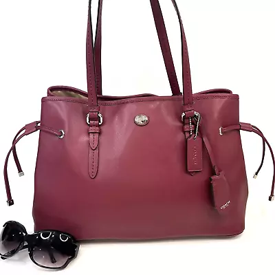 COACH Purse *Peyton* Saffiano Leather Drawstring Carryall Burgundy Merlot 29362 • $98