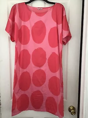 MARIMEKKO MIKA PIRAINEN Pink On Pink Bold Dot Pullover Dress Size Medium • $125