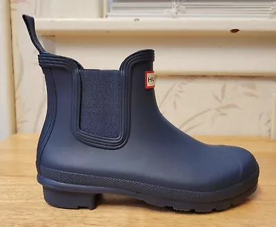 Hunter Women's Original Chelsea Short Rubber Boots Navy Blue Size 7 • $44.99